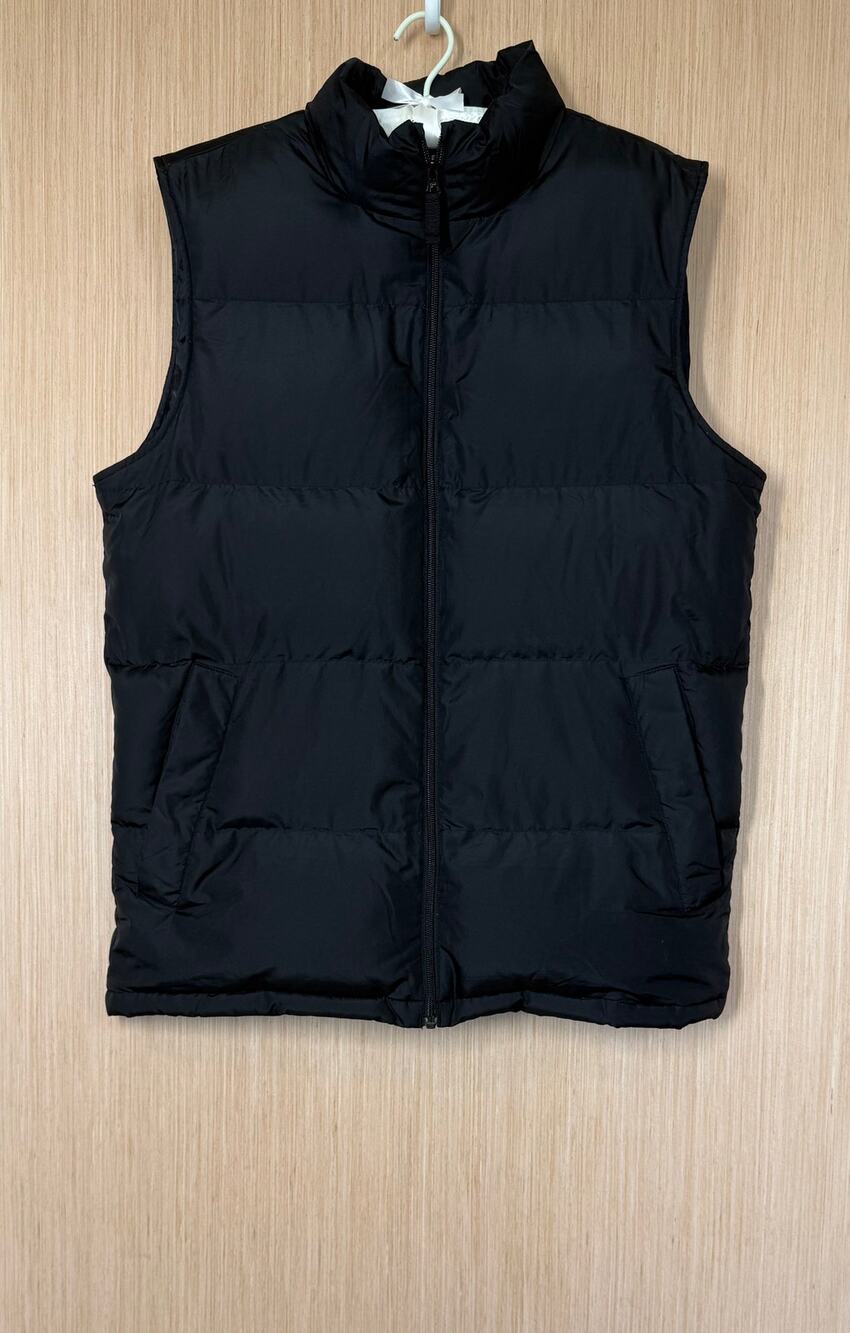 Lands End Down Feather Full Zip Puffer Vest Mens Medium 38-40 Black Pockets